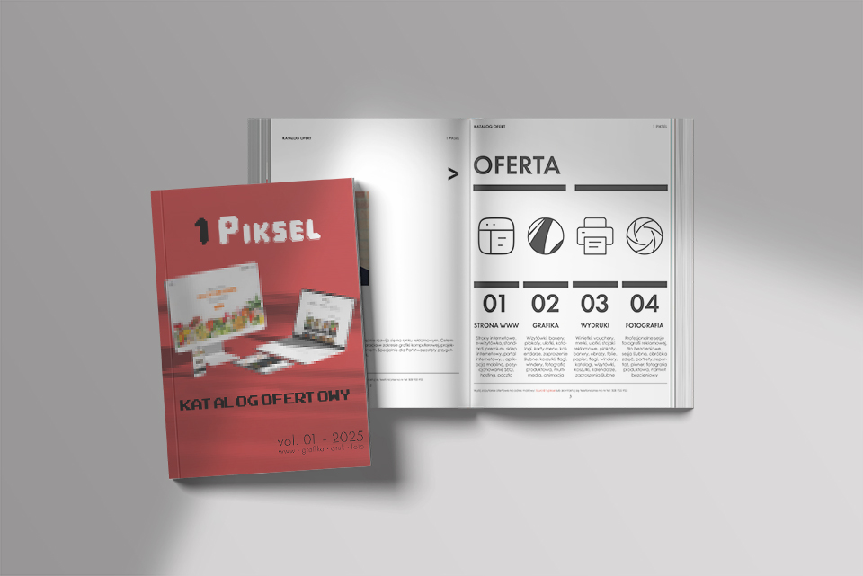 1 Piksel - Projekt katalogu ofertowego i print design | Alex Agency